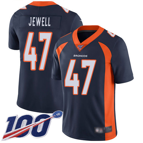 Men Denver Broncos #47 Josey Jewell Navy Blue Alternate Vapor Untouchable Limited Player 100th Season Football NFL Jersey->denver broncos->NFL Jersey